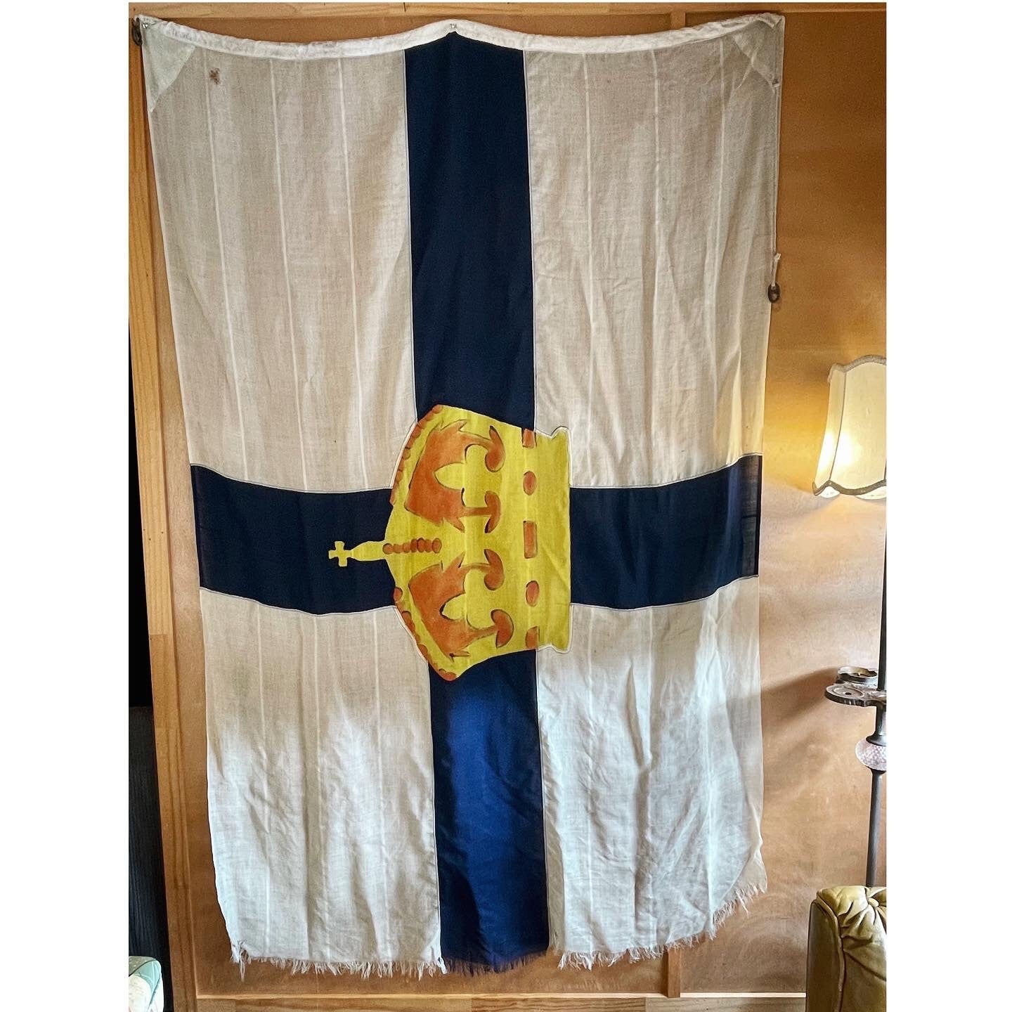 Antique hand-painted Flag of the Orient Steam Navigation Company - vintage Crown nautical ship flag