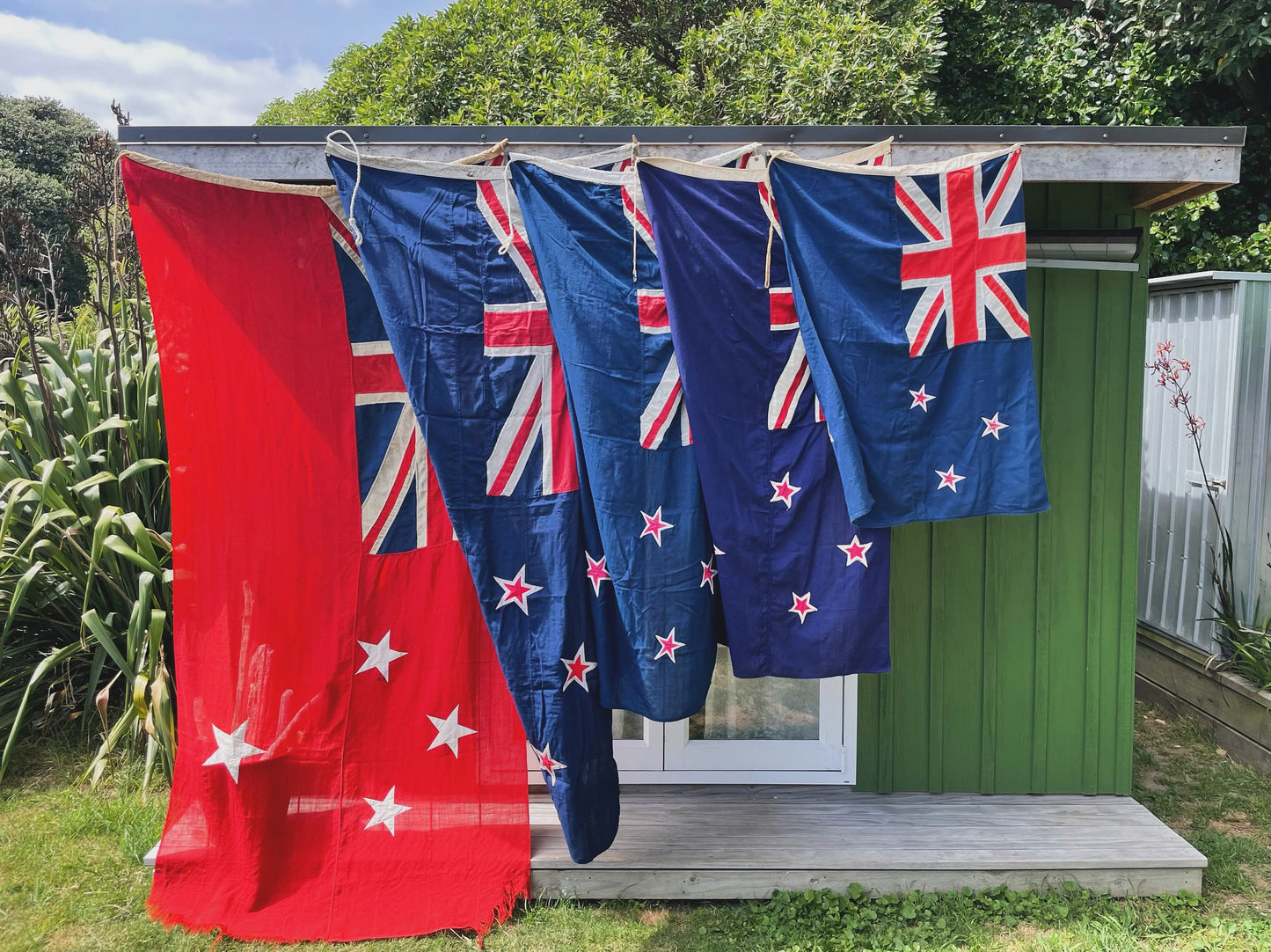 Vintage New Zealand flag - wool stitched antique flag