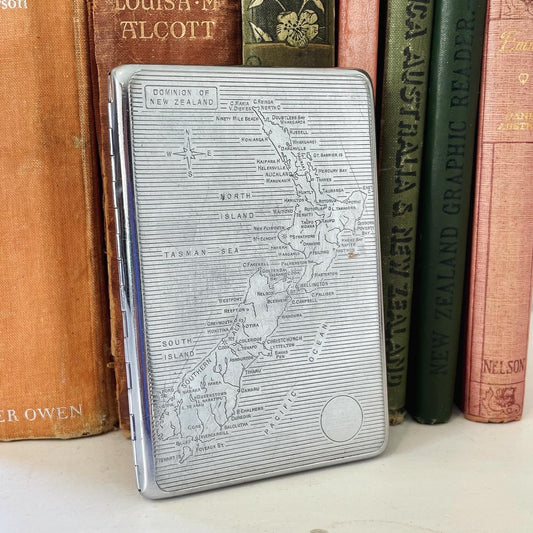 Chrome New Zealand engraved cigarette case / metal wallet