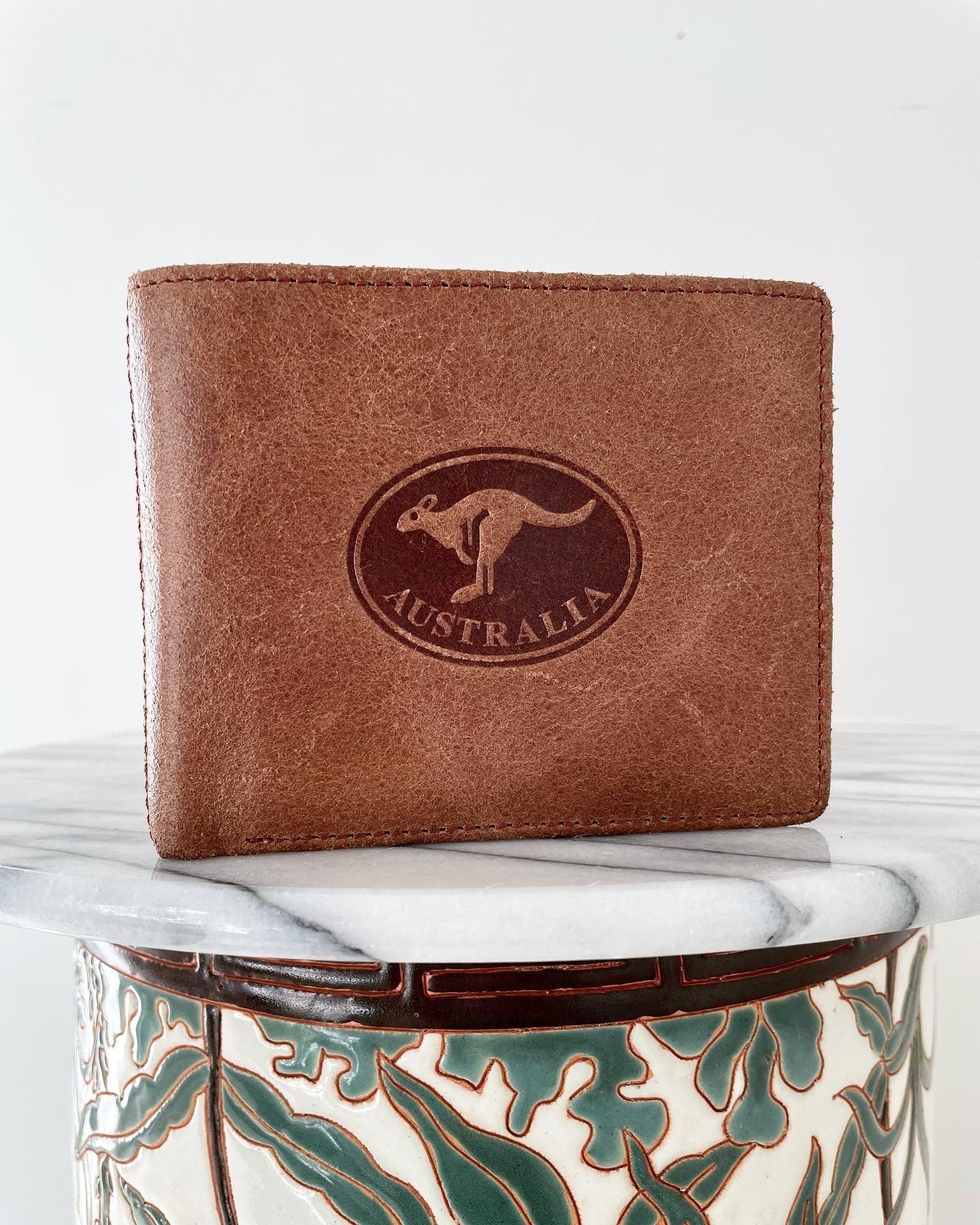 Genuine leather wallet from Australia with embossed kangaroo