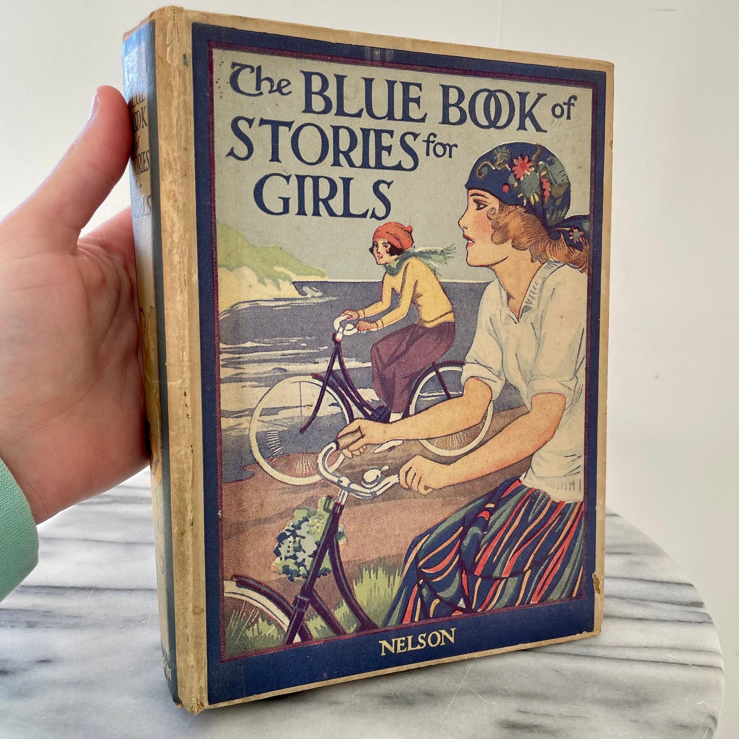 Antique 1920s illustrated The Blue Book of Stories for Girls book