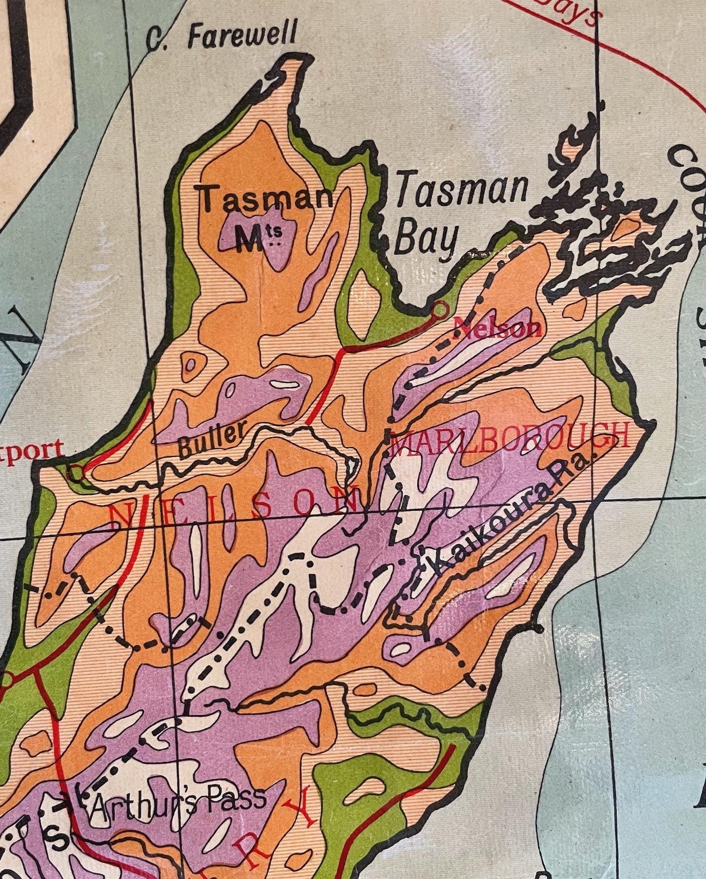 1948 Vintage pull down map of Australia and New Zealand