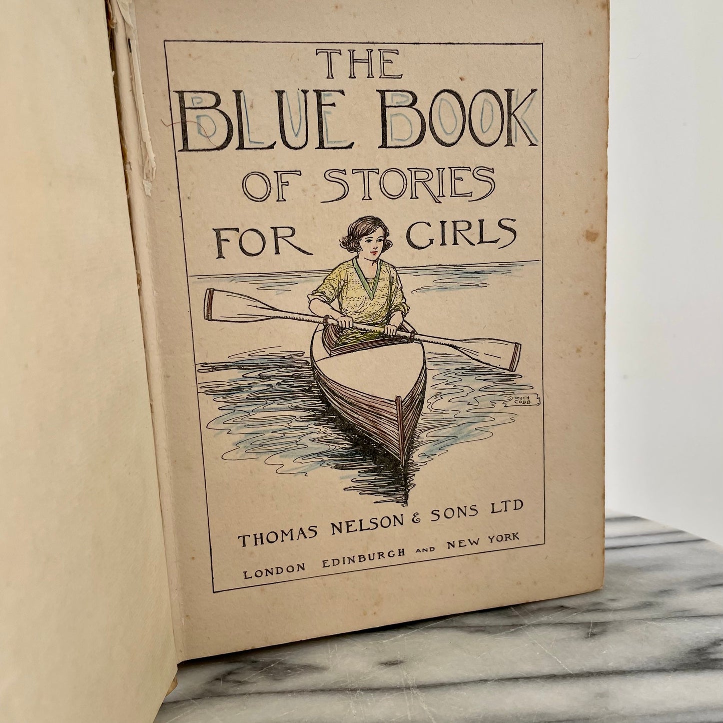 Antique 1920s illustrated The Blue Book of Stories for Girls book