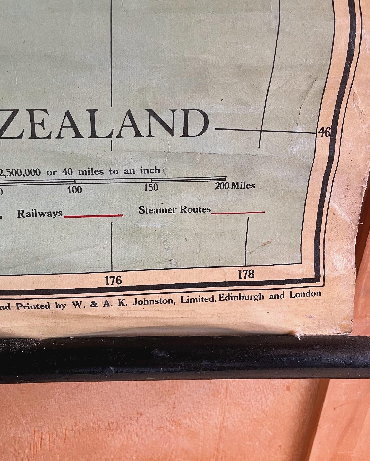 1948 Vintage pull down map of Australia and New Zealand