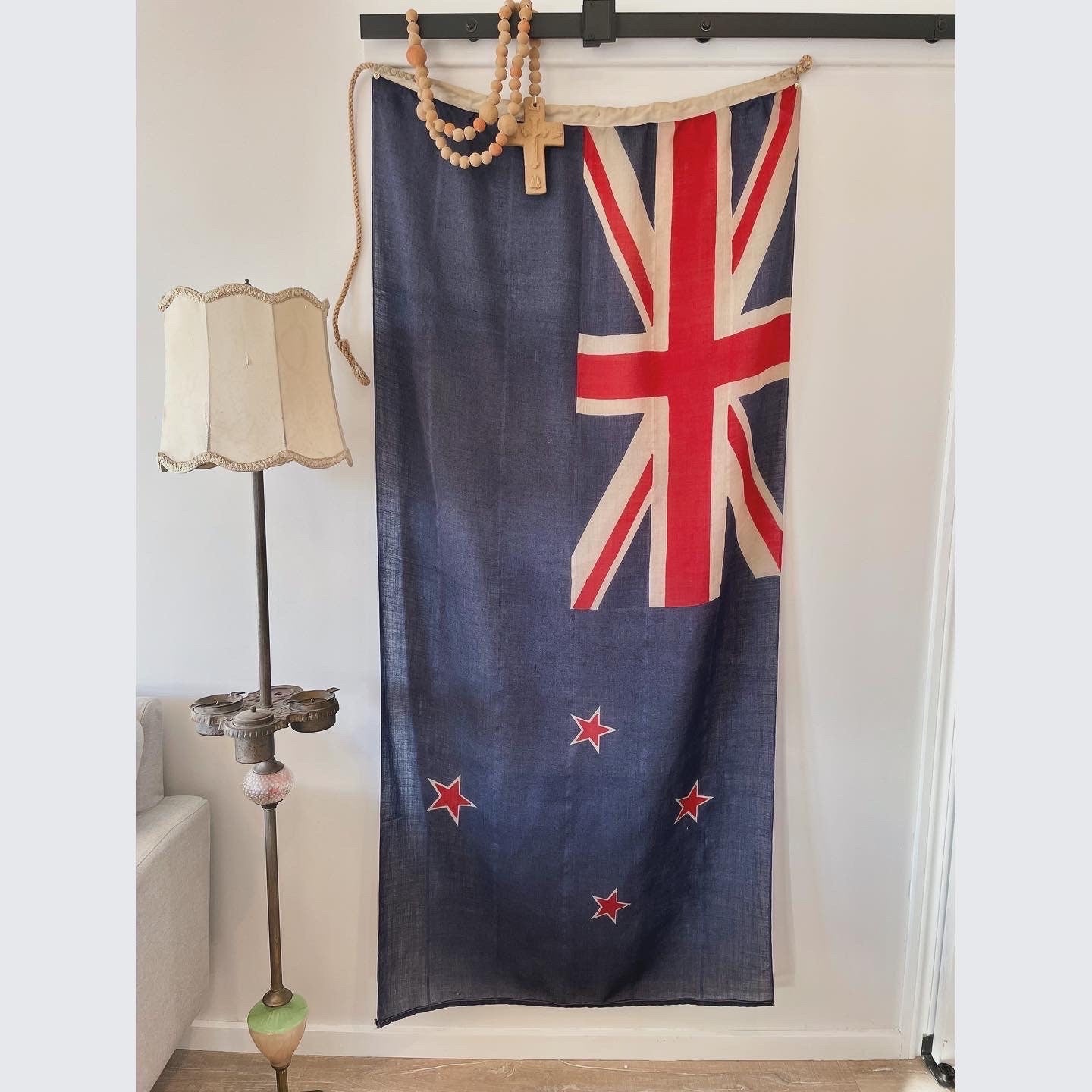 Antique New Zealand flag - large vintage linen flag