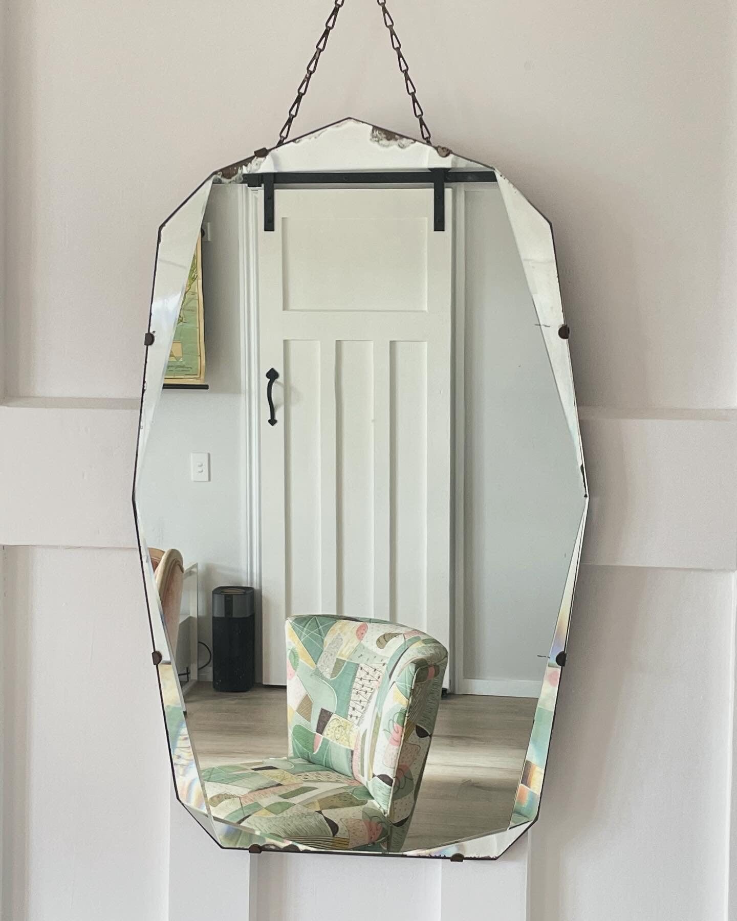 Arched antique beveled mirror - art deco frameless mirror