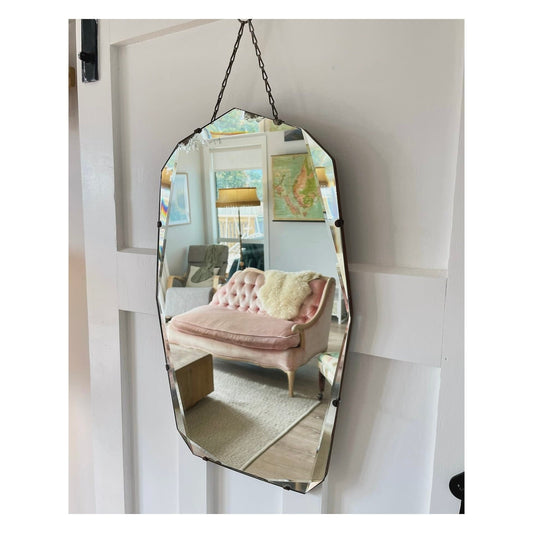 Arched antique beveled mirror - art deco frameless mirror