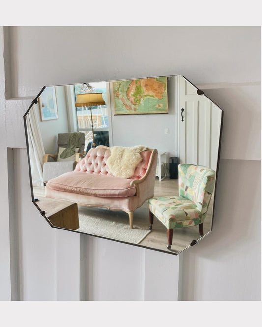 Minimalist irregular shaped mirror - frameless retro mirror