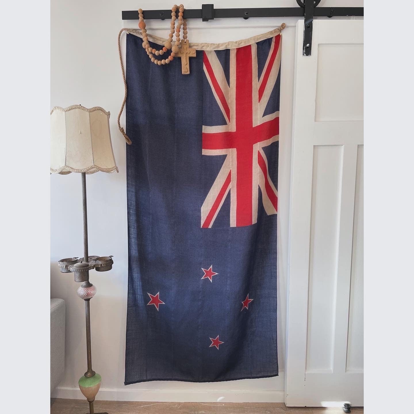 Antique New Zealand flag - large vintage linen flag