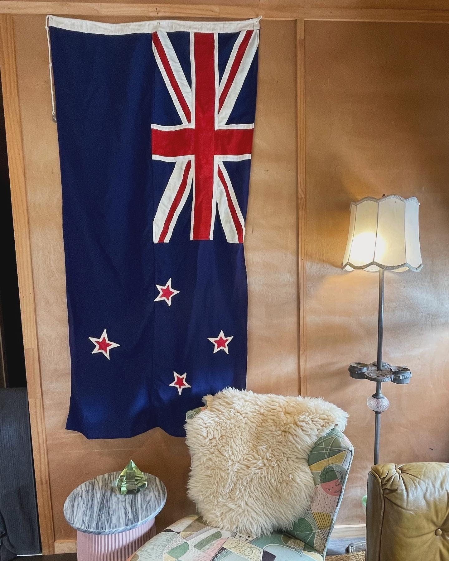 Vintage New Zealand flag - wool stitched antique flag