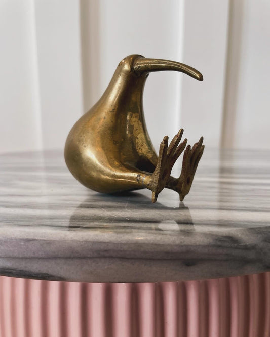 Midcentury modern brass kiwi - New Zealand kiwi bird figurine - metal